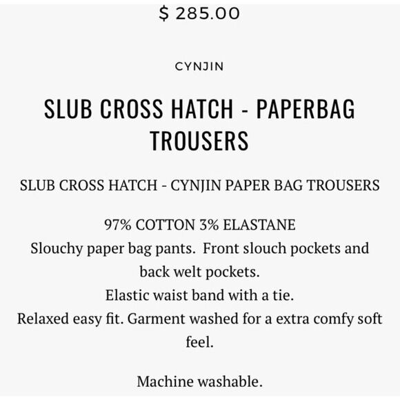 Cyn Jin Slub Cross Hatch Trousers Relaxed Womens Size 2 Stretch Waist Green - Picture 5 of 9